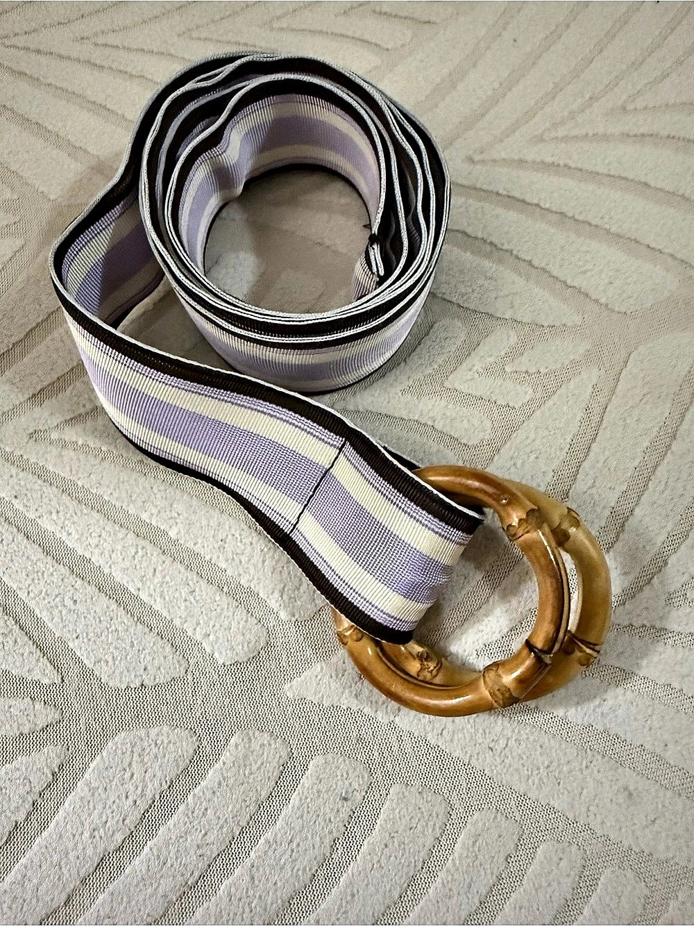 J.Crew Striped Acetate Belt in Purple & White M/L Like New